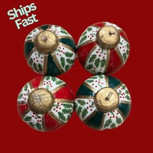 Christmas Ornament Candle Set of 4 Round Holiday Tier Tray Decor